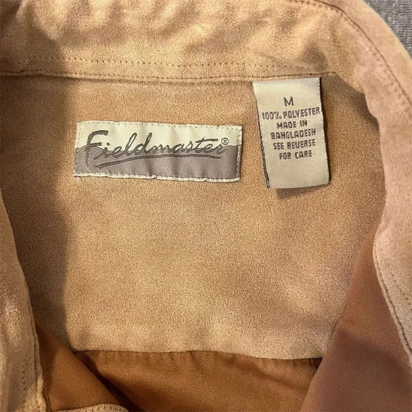 Fieldmaster Men's M Brown Faux Suede Button-Down Shirt Long Sleeve - Picture 5 of 10